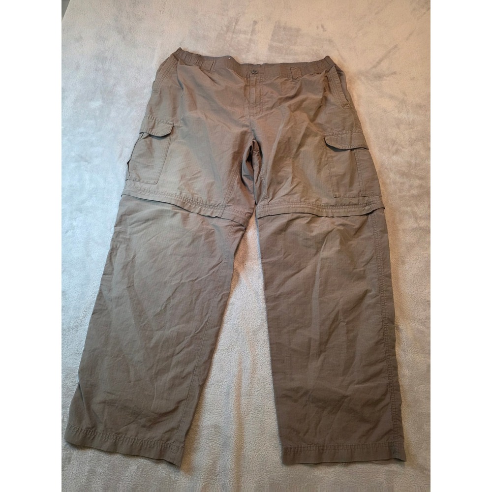 Columbia Convertible Cargo Pants Mens XL 30L Brown Ripstop Hiking Outdoor